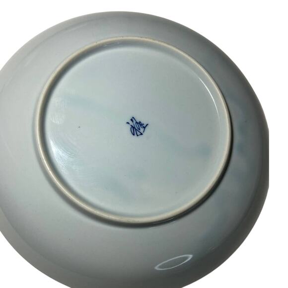 Vintage FLORAL BLUE Japan Made Dessert Plate 7 3/4” With  Brown Gold Color Rim - Picture 4 of 5